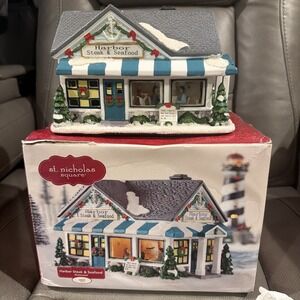 2012 St. Nicholas Square Christmas Village Harbor Steak & Seafood House With Box